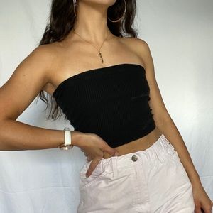 Black Ribbed Tube Top